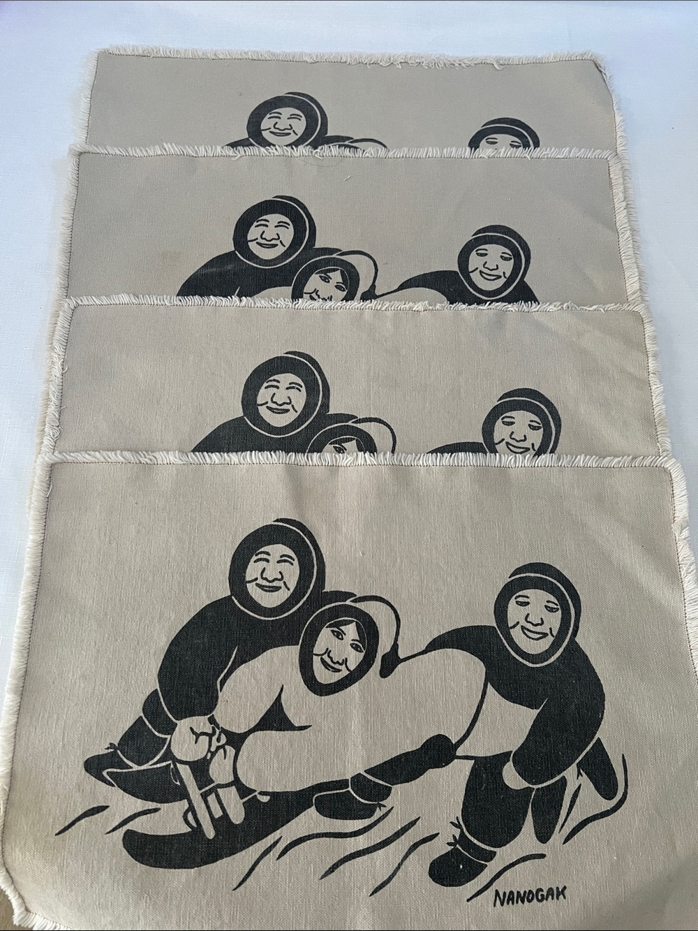 Agnes NANOGAK Goose placements set of 4 12” x 17”
